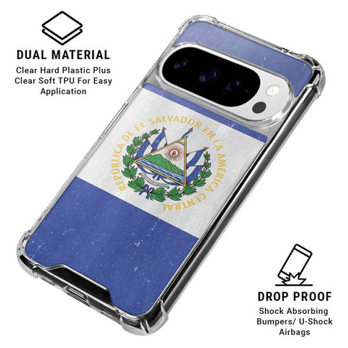 El Salvador Flag Distressed Google Pixel 10 Pro XL Clear Case